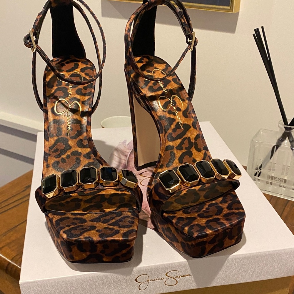 Jessica Simpson Animal Print Platform Heels. New with Box.  Never worn